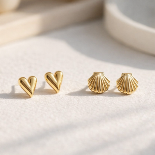 Golden Glow Stud Earring Set - 2