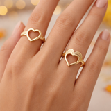 Hollow Heart Ring Set - 2