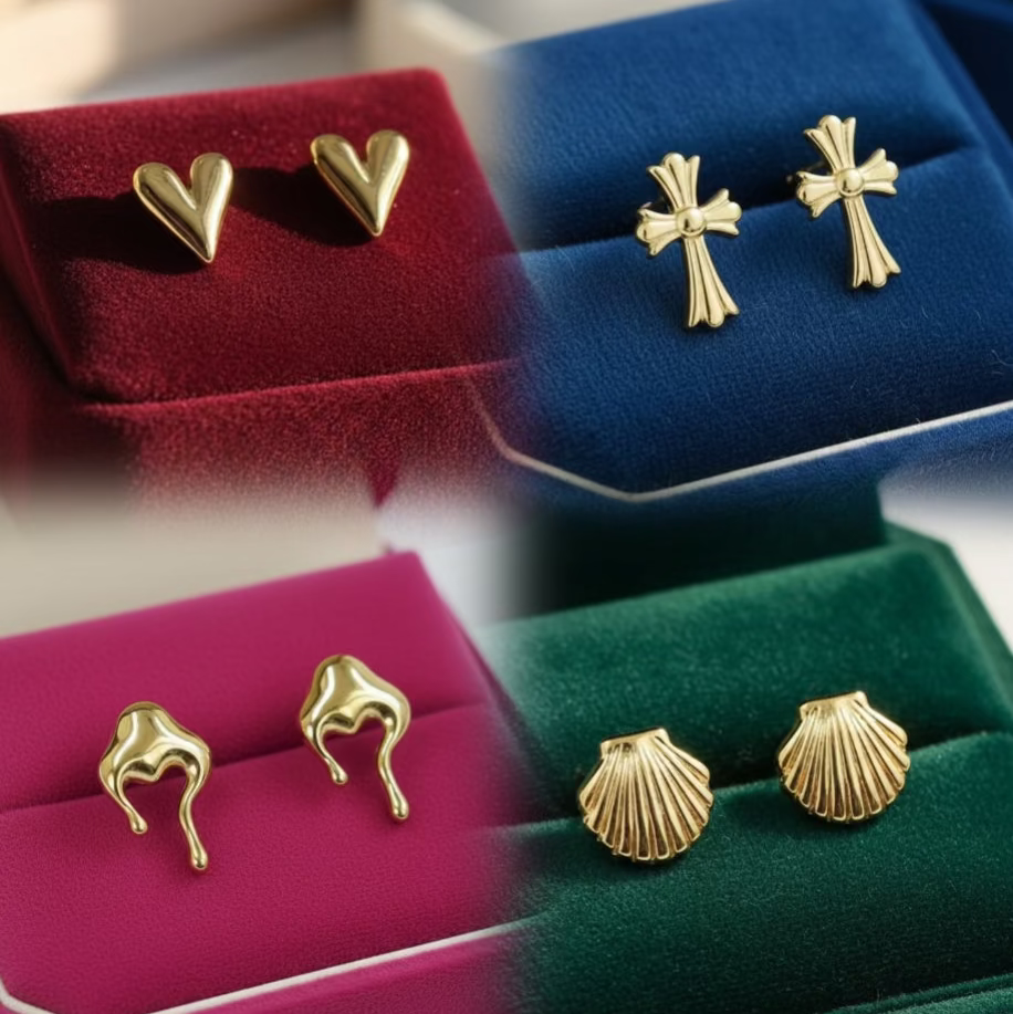 Golden Muse Stud Earring Set - 4