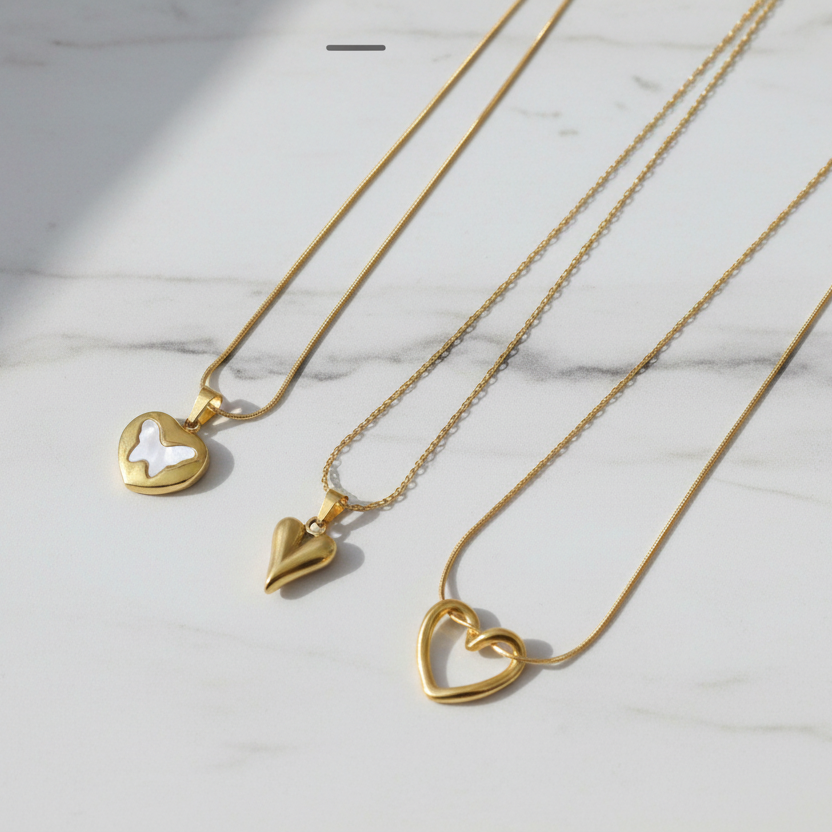 Luxe Heart Necklace Set - 3